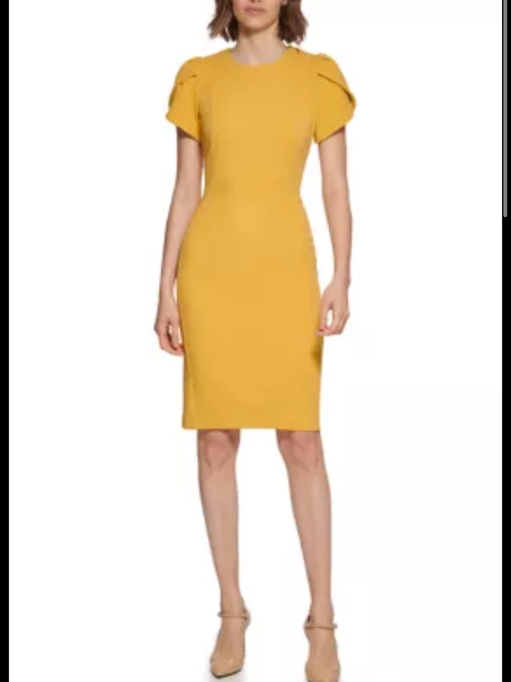 Calvin Klein Mustard Yellow Midi Sheath Dress